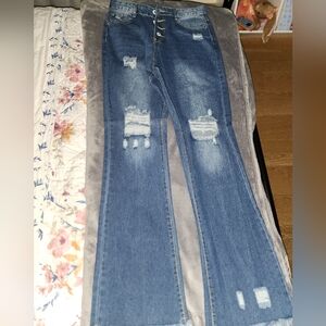 Women's Distressed Blue Jeans